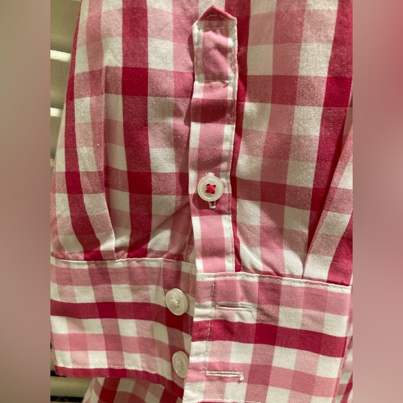 Van Heusen pink/white checkered blouse 3/4 sleeve sz L - Picture 10 of 12